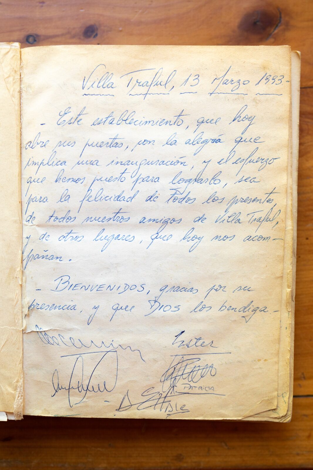 El cuaderno de la inauguración, 13 de marzo de 1993